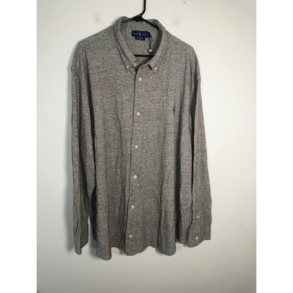 NWT Polo Ralph Lauren Featherweight Mesh Button Down Shirt 3XB Grey Heather Big‎